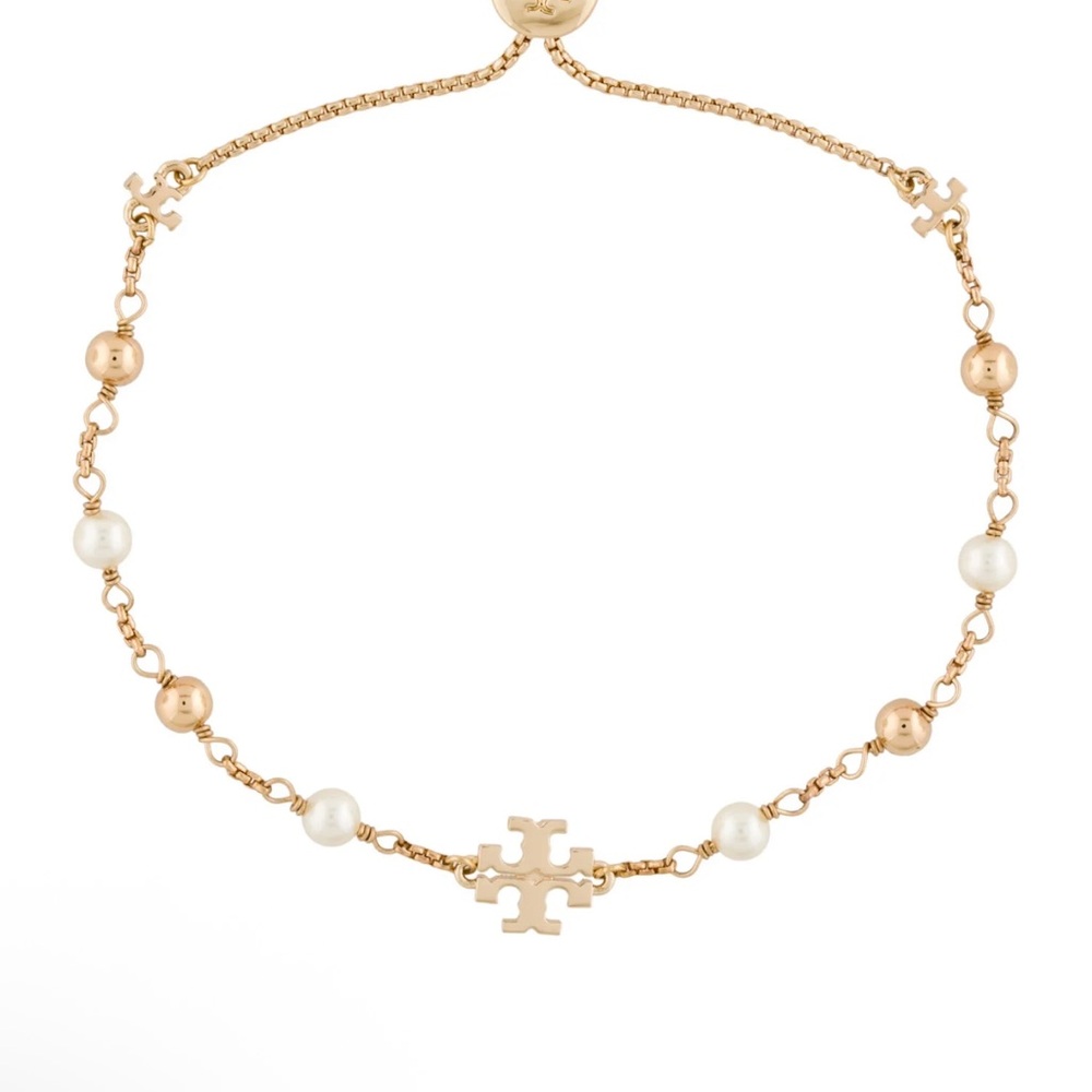 Tory‎ Burch Gold and Pearl Beaded Pearl Slider Bracelet NWB